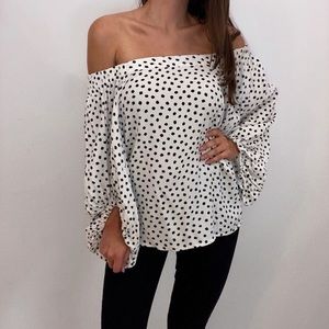 Polka Dot Off the Shoulder Top